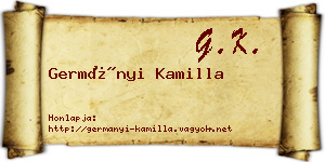 Germányi Kamilla névjegykártya